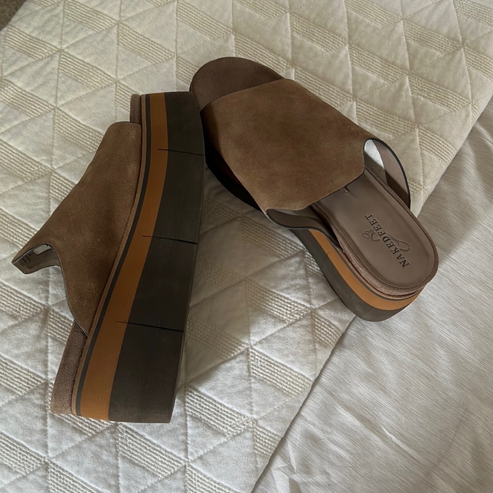 Naked feet platform slip ons